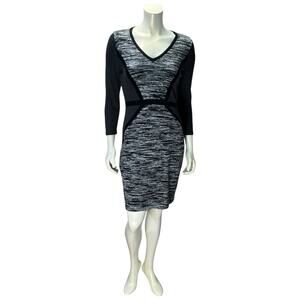 Calvin Klein Black and Grey Knit Dress Medium